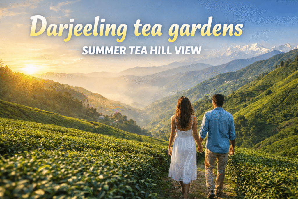 Darjeeling tea gardens — summer tea hill view